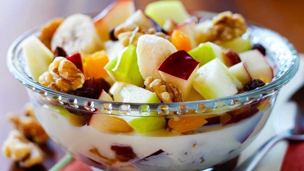Milk Fruit Salad with Nuts
