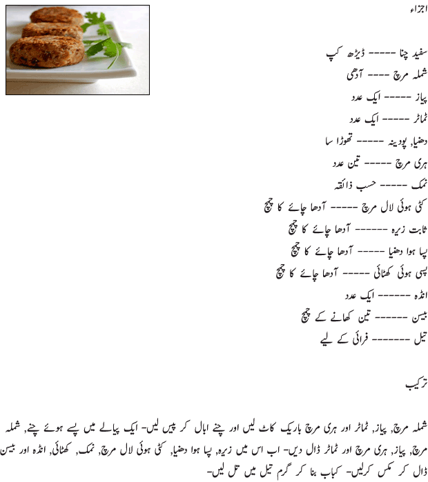 Chana Fried Kabab Recipe in Urdu 