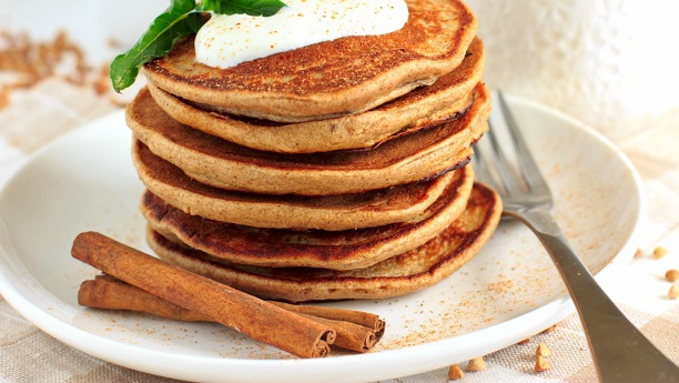 Apple-Cinnamon Pancakes with Lemon Yogurt Topping