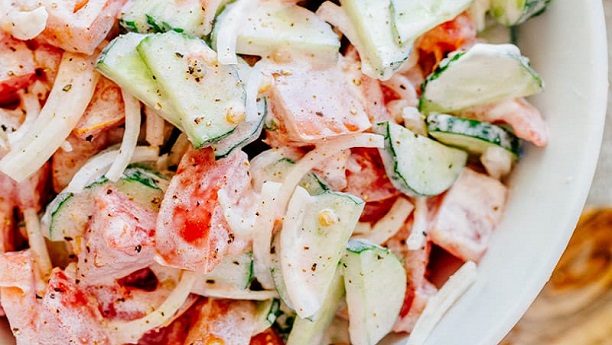 Carrot and Cucumber Salad with Creamy Mustard Dressing