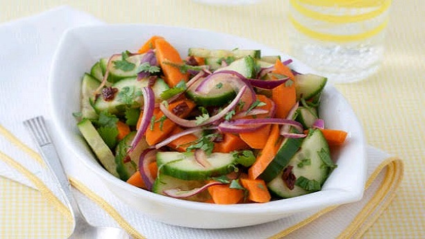 Carrot and Cucumber Salad with Spiced Mustard Dressing