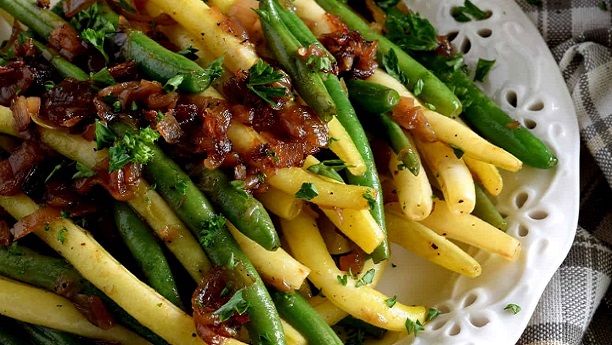 Roast Beef and String Beans with Caramelized Shallots