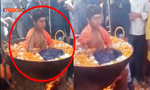 کھولتے ہوئے گرم پانی کی کڑاہی میں بچہ کیوں بیٹھا ہے؟ ویڈیو دیکھ کر آپ بھی یقین نہیں پائیں گے، دیکھئے