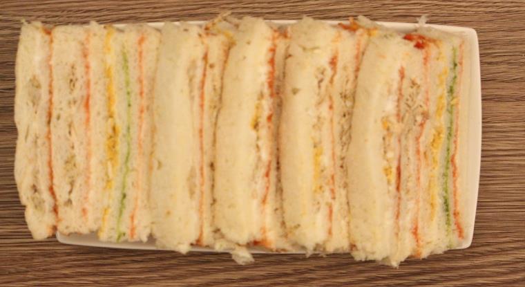 layered bread loaf sandwich