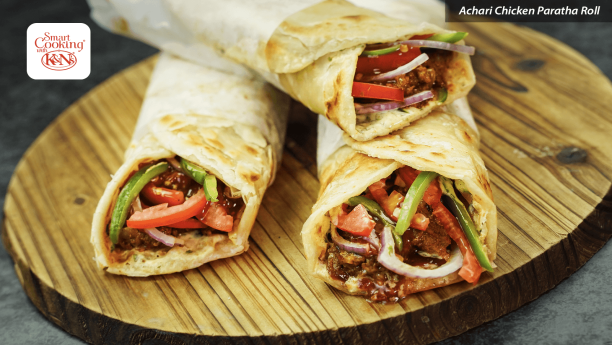 Achari Chicken Paratha Roll