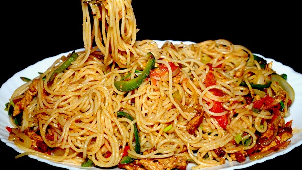 Chicken and vegetable spaghetti 