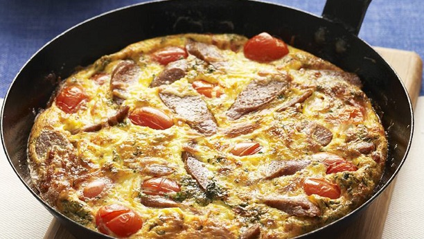 Chickpea Frittata with Chopped Tomatoes and Fresh Basil