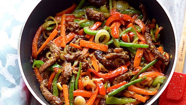 Chinese Beef Steaks With Saute Vegetables