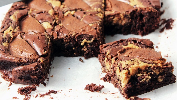 Chocolate Brownies with Chunky Peanut Butter by Vikas Khanna 