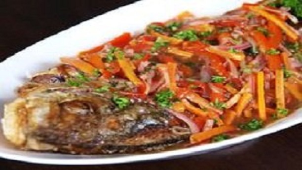 Fish with spicy vegetables Filipino style