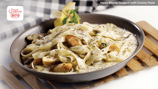 Haray Bharay Nuggets with Creamy Pasta