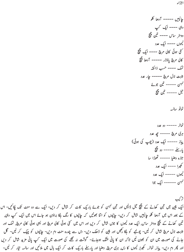 Bakrey ki Chanp Recipe in Urdu 