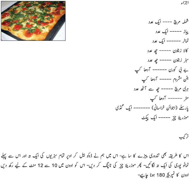 Margareta Pizza Recipe in Urdu 